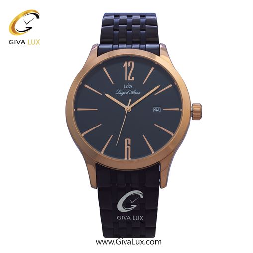 ساعت مچی اورجینال مردانه LdA | لوئیجی د آنا | Luigi d'Ana رزگلد | مشکی| مشکی| کد رفرنس 2419